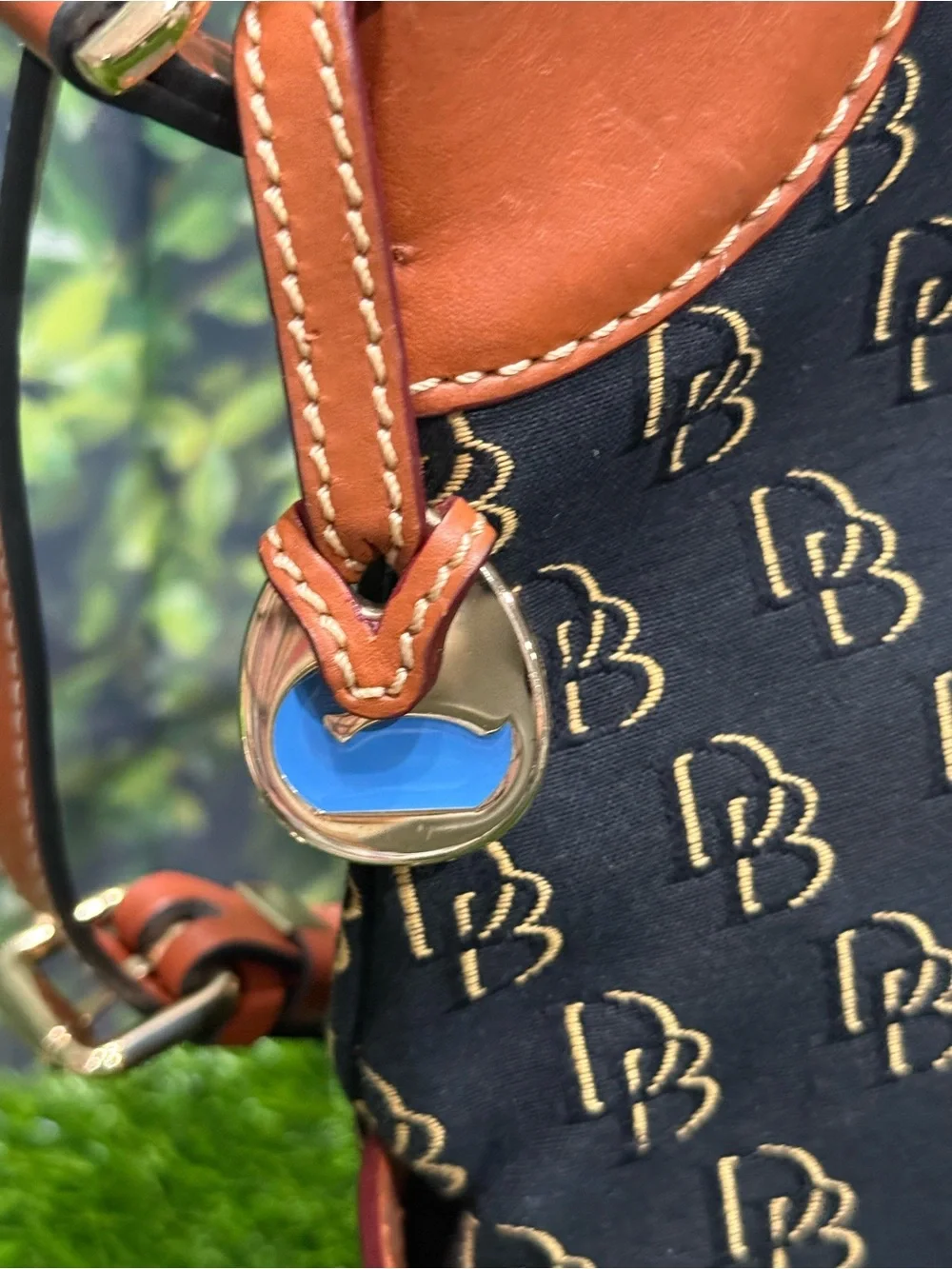 Authentic Dooney & Bourke Gretta Signature Monogram Hobo Shoulder Bag EUC